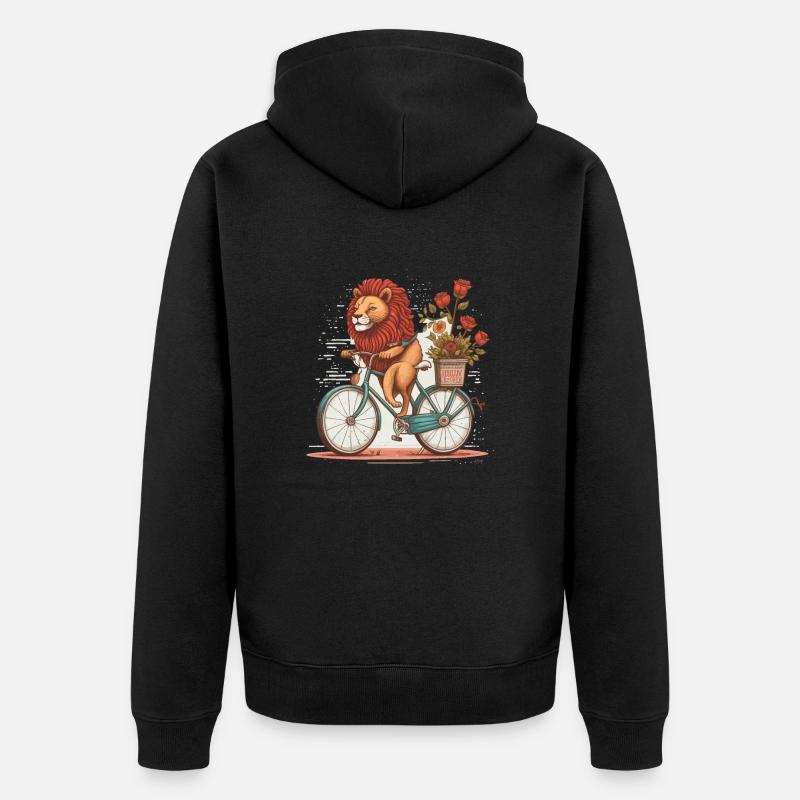 Lion à vélo - Veste à capuche bio Premium Unisexe - noir
