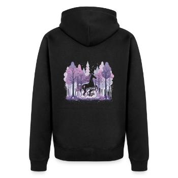 Licorne sur un vélo à paillettes - Veste à capuche bio Premium Unisexe - noir - Dos - Nico (187cm)