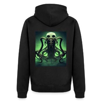 Alien trifft Cthulhu auf Steroiden - Unisex Premium Bio Zip Hoodie - Schwarz - Hinten - Nico (187cm)