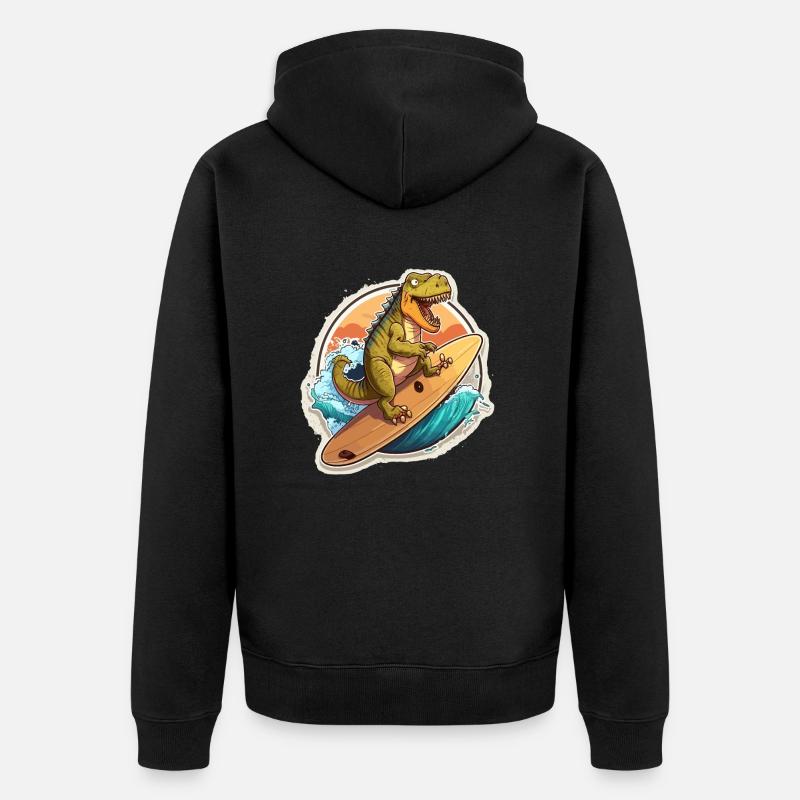 Surfin T-Rex - Veste à capuche bio Premium Unisexe - noir