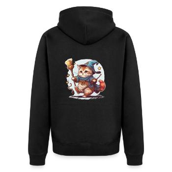Magicien félin - Veste à capuche bio Premium Unisexe - noir - Dos - Nico (187cm)