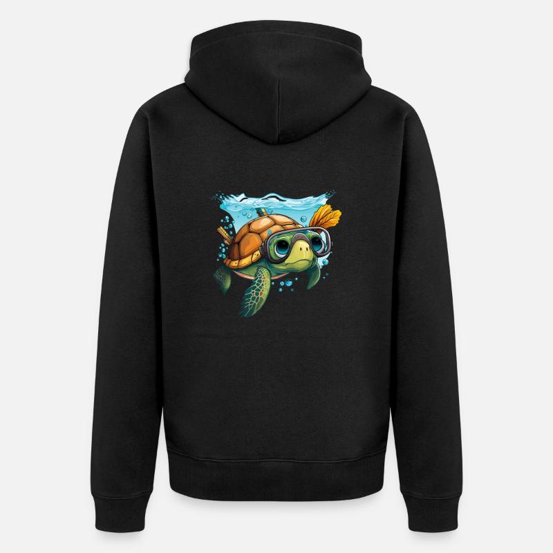 Aventure sous-marine avec les tortues - Veste à capuche bio Premium Unisexe - noir