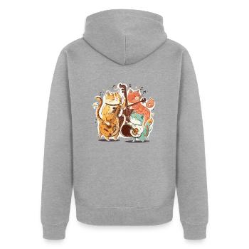 Bande féline - Veste à capuche bio Premium Unisexe - gris chiné - Dos - Nico (187cm)