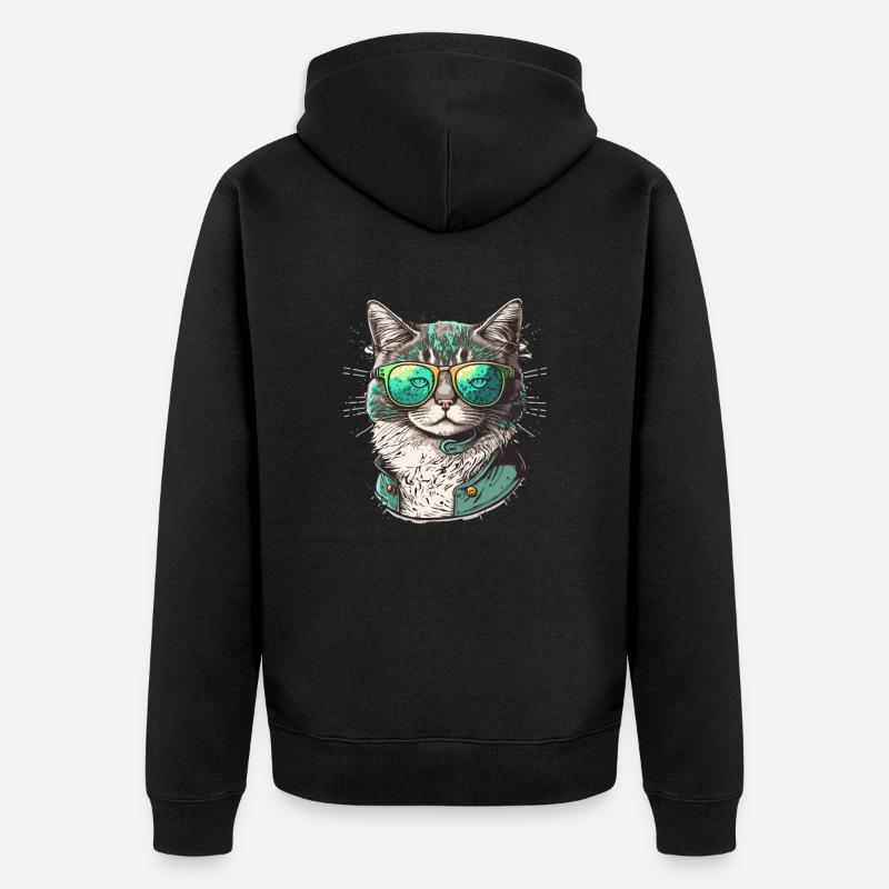 Chat cool - Veste à capuche bio Premium Unisexe - noir