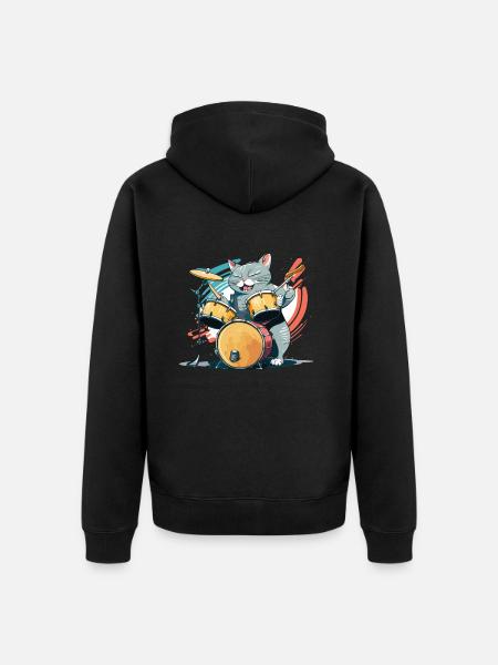 Chat Rocker - Veste à capuche bio Premium Unisexe - noir