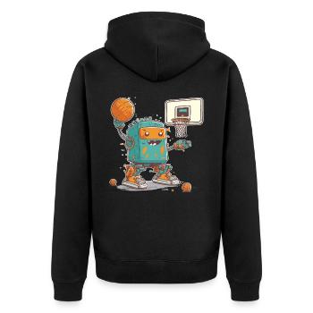Die Zukunft des Spiels - Unisex Premium Bio Zip Hoodie - Schwarz - Hinten - Nico (187cm)