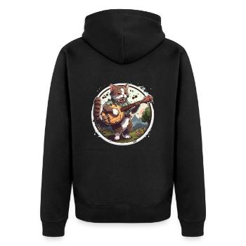 Melodic Cat - Unisex Premium Organic Zip Hoodie - black - Back - Nico (187cm)