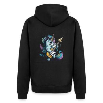 Rockin Unicorn - Unisex Premium Organic Zip Hoodie - black - Back - Nico (187cm)