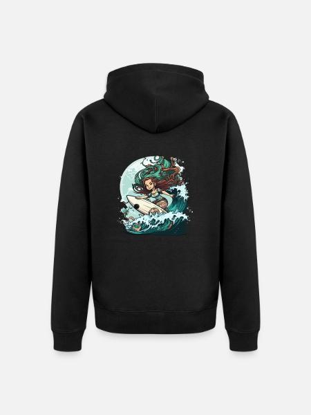 Surfing Siren - Unisex Premium Organic Zip Hoodie - black