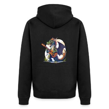 Schaukelnder Drache - Unisex Premium Bio Zip Hoodie - Schwarz - Hinten - Nico (187cm)