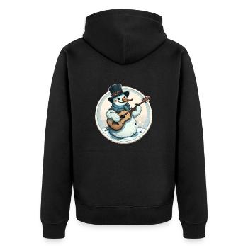 Lustige Schneemann-Marmeladen - Unisex Premium Bio Zip Hoodie - Schwarz - Hinten - Nico (187cm)