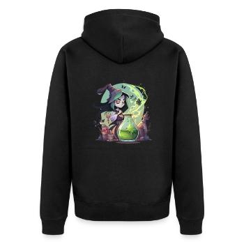 Hexen-Gebräu - Unisex Premium Bio Zip Hoodie - Schwarz - Hinten - Nico (187cm)