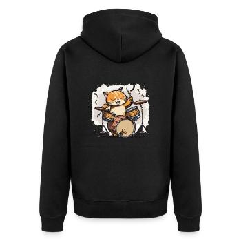 Rhythmische Katze - Unisex Premium Bio Zip Hoodie - Schwarz - Hinten - Nico (187cm)