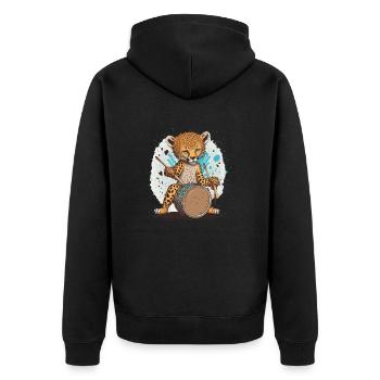 Rhythmic Cheetah - Unisex Premium Organic Zip Hoodie - black - Back - Nico (187cm)