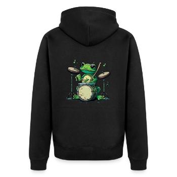 Rhythmischer Frosch - Unisex Premium Bio Zip Hoodie - Schwarz - Hinten - Nico (187cm)