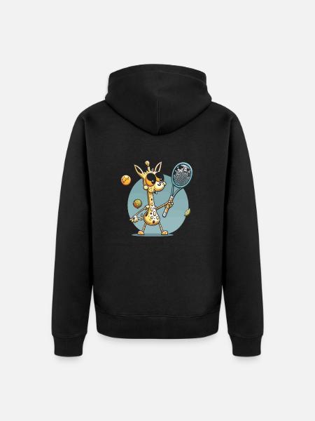 Tennis Pro Giraffe - Unisex Premium Organic Zip Hoodie - black