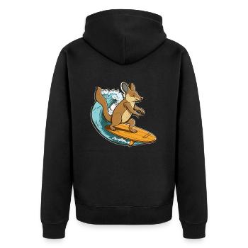 Kangaroo Surfer - Unisex Premium Organic Zip Hoodie - black - Back - Nico (187cm)