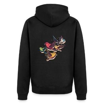 The Bird Squad - Unisex Premium Organic Zip Hoodie - black - Back - Nico (187cm)