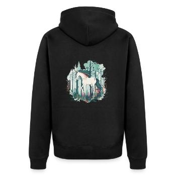 Enchanted Forest - Unisex Premium Organic Zip Hoodie - black - Back - Nico (187cm)