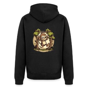 Swinging Monkey - Unisex Premium Organic Zip Hoodie - black - Back - Nico (187cm)