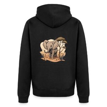 Riese der Savanne - Unisex Premium Bio Zip Hoodie - Schwarz - Hinten - Nico (187cm)