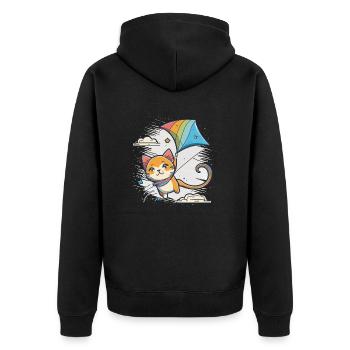 Mit Kitty in den Himmel - Unisex Premium Bio Zip Hoodie - Schwarz - Hinten - Nico (187cm)
