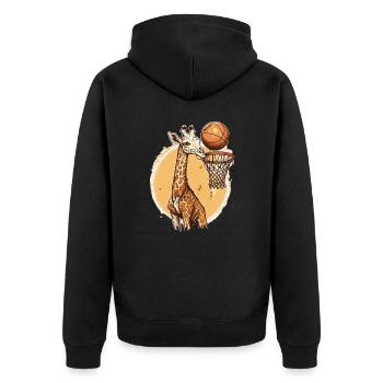 Giraffe on the Court - Unisex Premium Organic Zip Hoodie - black - Back - Nico (187cm)