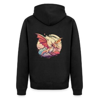 Dragon in the Clouds - Unisex Premium Organic Zip Hoodie - black - Back - Nico (187cm)