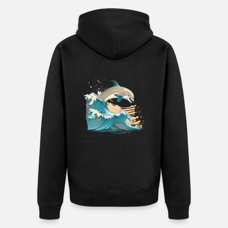 Le dauphin joyeux - Veste à capuche bio Premium Unisexe - noir