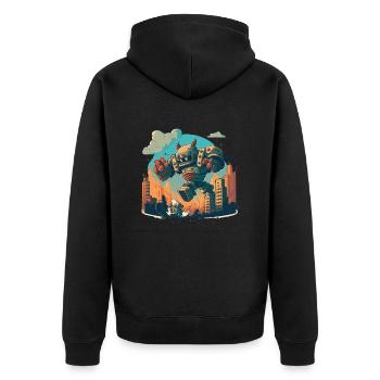 Robot vs Monsters - Unisex Premium Organic Zip Hoodie - black - Back - Nico (187cm)