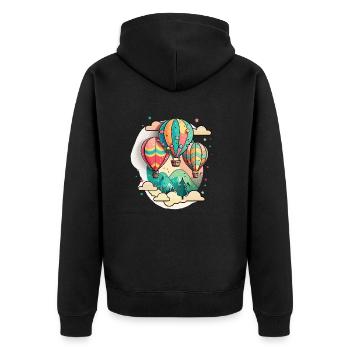 The Balloon Fiesta - Unisex Premium Organic Zip Hoodie - black - Back - Nico (187cm)