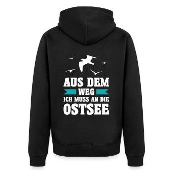 Ostsee Moin Meer See Urlaub Norden Möwen Geschenk - Unisex Premium Bio Zip Hoodie - Schwarz - Hinten - Nico (187cm)