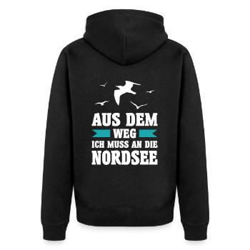 Nordsee Meer Möwe Möwen Urlaub Norden See Geschenk - Unisex Premium Bio Zip Hoodie - Schwarz - Hinten - Nico (187cm)