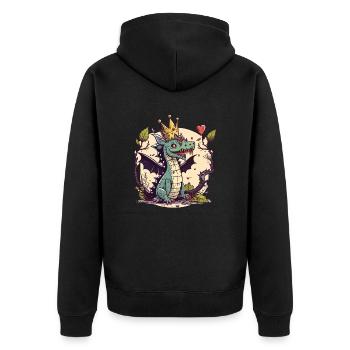 Crowned Dragon - Unisex Premium Organic Zip Hoodie - black - Back - Nico (187cm)