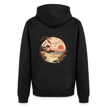 Coucher de soleil sur la plage - Veste à capuche bio Premium Unisexe - noir - Dos - Nico (187cm)
