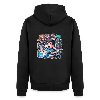 Fang des Tages: Angeln im Meer - Unisex Premium Bio Zip Hoodie - Schwarz - Hinten - Nico (187cm)