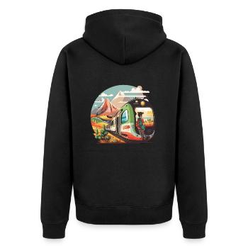 Merveilles antiques: voyage historique - Veste à capuche bio Premium Unisexe - noir - Dos - Nico (187cm)