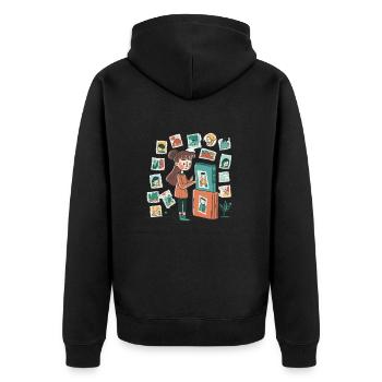 Wissenschaftsfreak: Wissenschaftliches Experiment - Unisex Premium Bio Zip Hoodie - Schwarz - Hinten - Nico (187cm)