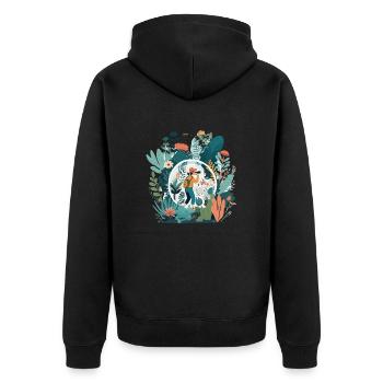 Astronomie-Liebhaber: Sternenbeobachtung - Unisex Premium Bio Zip Hoodie - Schwarz - Hinten - Nico (187cm)