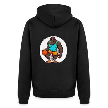 Basket-Gorilla - Unisex Premium Organic Zip Hoodie - black - Back - Nico (187cm)