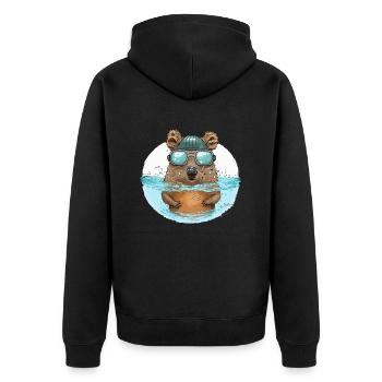Quokka Polo - Unisex Premium Bio Zip Hoodie - Schwarz - Hinten - Nico (187cm)