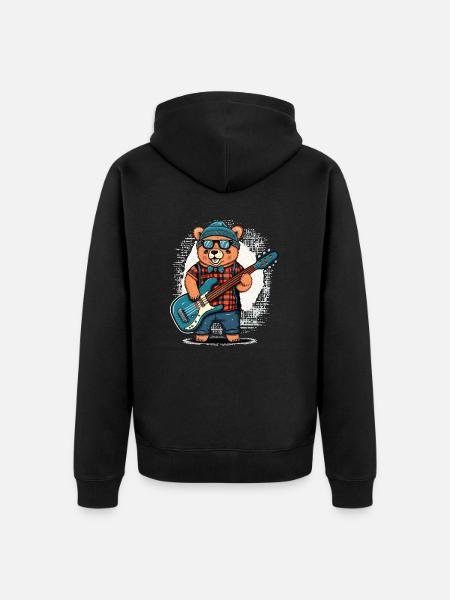 Bear Bassist - Unisex Premium Organic Zip Hoodie - black