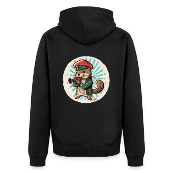 Nerztrompeter - Unisex Premium Bio Zip Hoodie - Schwarz - Hinten - Nico (187cm)