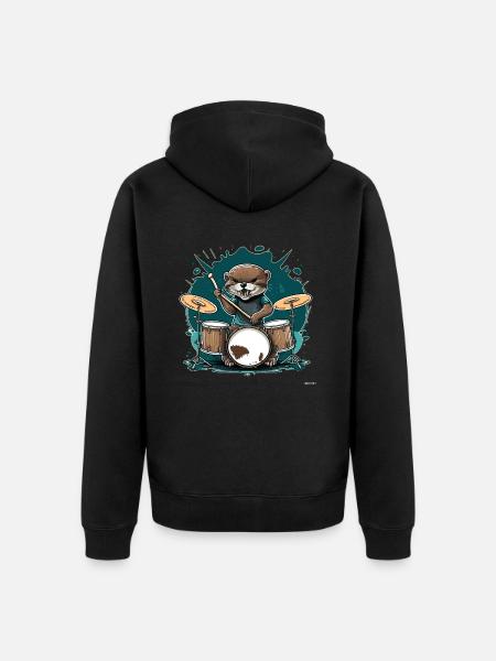 Otter-Trommler - Unisex Premium Bio Zip Hoodie - Schwarz