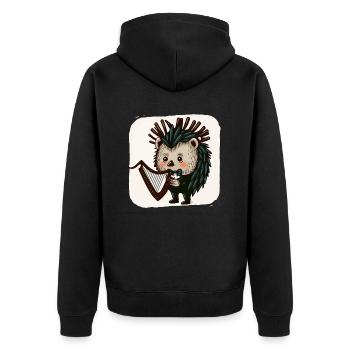Stachelschwein-Harfenistin - Unisex Premium Bio Zip Hoodie - Schwarz - Hinten - Nico (187cm)