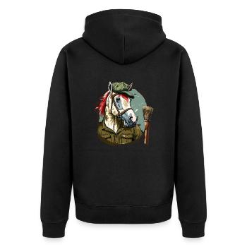 Pferde-Maler - Unisex Premium Bio Zip Hoodie - Schwarz - Hinten - Nico (187cm)