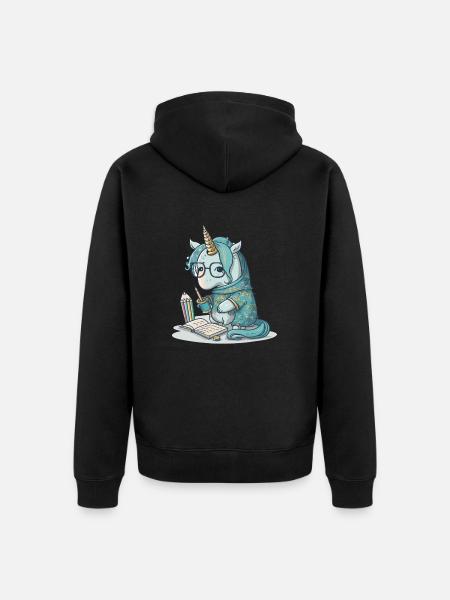Unicorn Calligrapher - Unisex Premium Organic Zip Hoodie - black