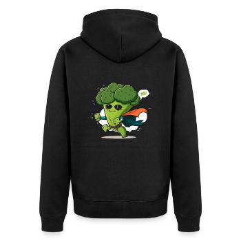 Broccoli Man - Unisex Premium Organic Zip Hoodie - black - Back - Nico (187cm)