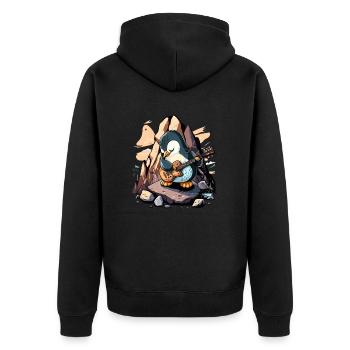 Rockin Pinguin - Unisex Premium Bio Zip Hoodie - Schwarz - Hinten - Nico (187cm)