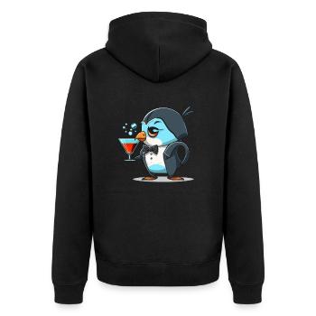 Ausgefallener Pinguin - Unisex Premium Bio Zip Hoodie - Schwarz - Hinten - Nico (187cm)